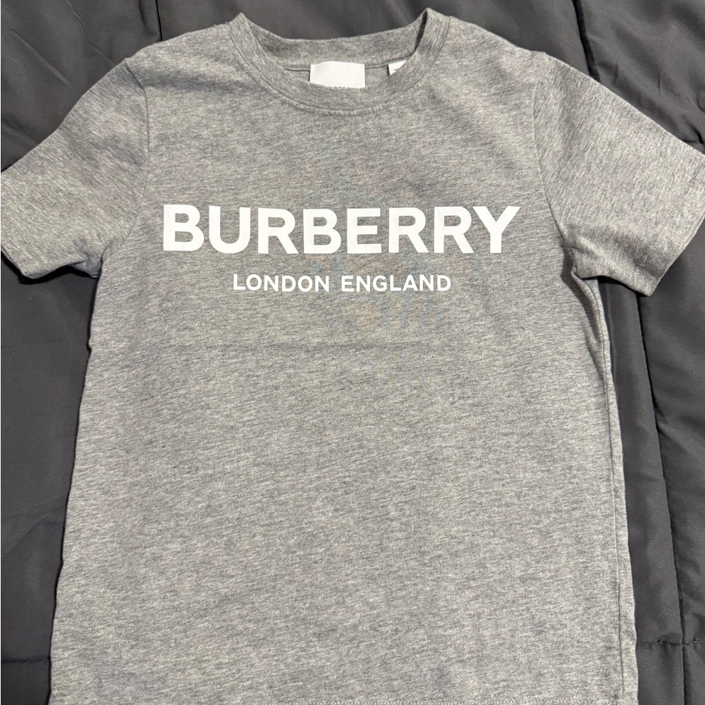 Authentic Burberry Kids Heather Gray Logo Tee